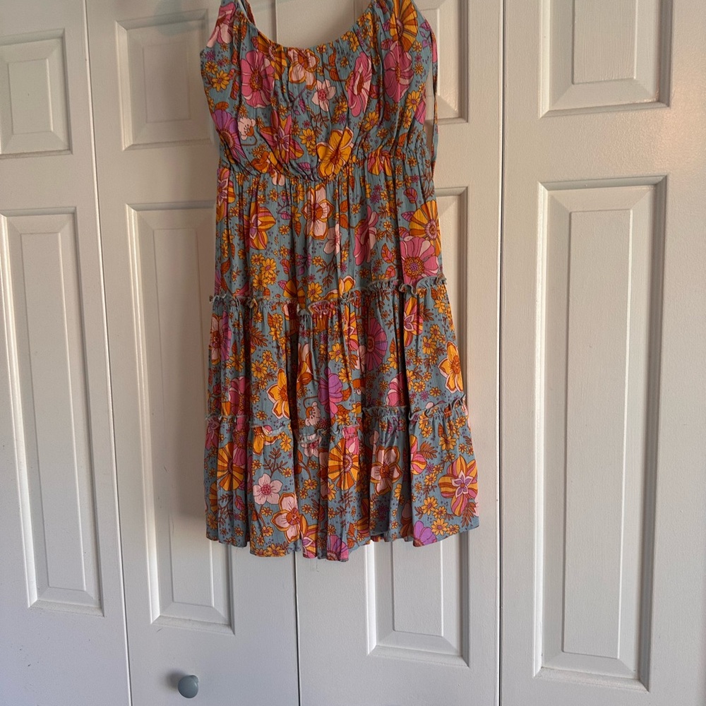 Pink Lily Floral Kids Dress in Pink and Orange